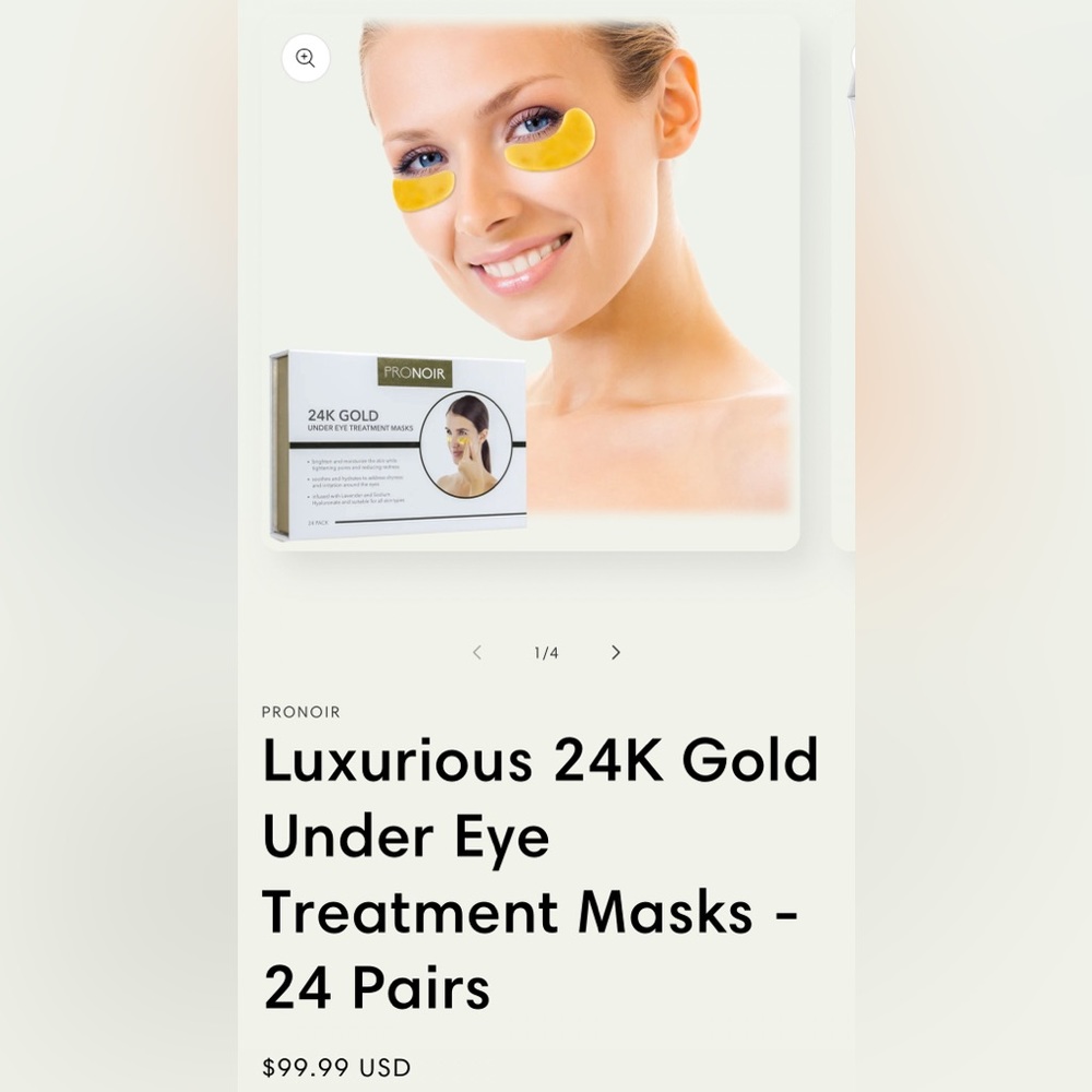 (BEST DEAL BEST PRICE) 24 PACK PRONOIR 24K GOLD UNDER EYE TREATMENT MASKS